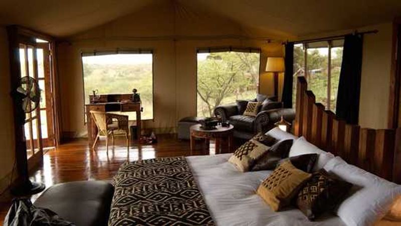 The tented bedrooms of the Serengeti Migration Camp
