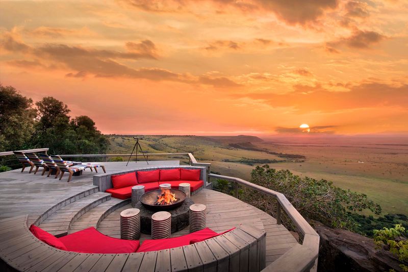 View over the Masai Mara from the balcony at Angama Mara