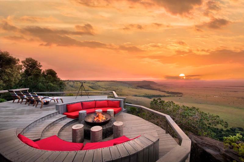 View over the Masai Mara from the balcony at Angama Mara