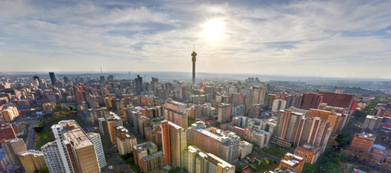 Skyline of Johannesburg from aerial view