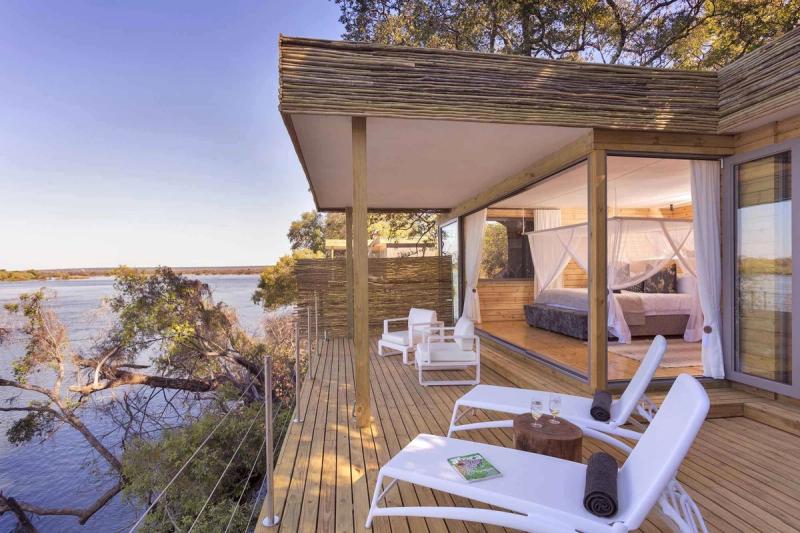 Übernachten Sie auf einer privaten Insel in der Victoria Falls Island Lodge