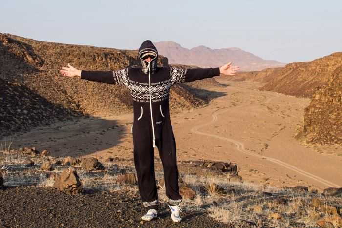 The desert is never too hot for a onesie!
