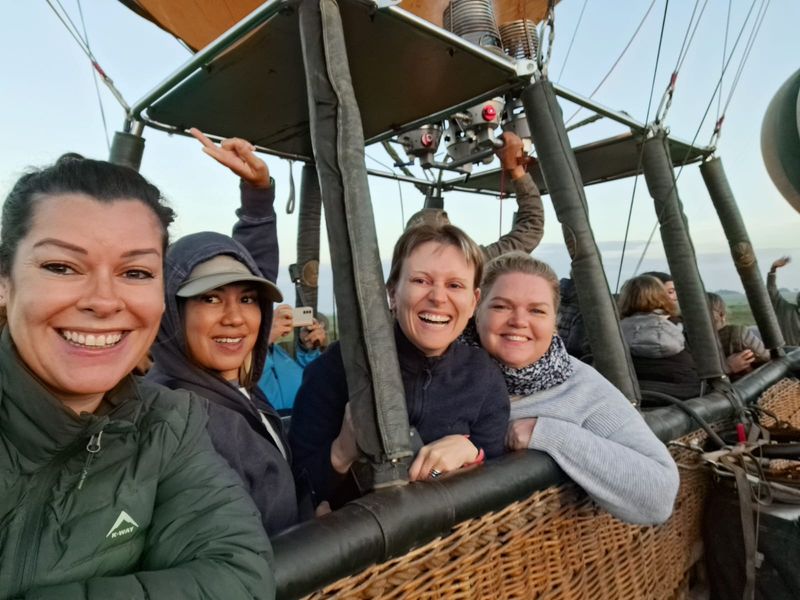 Rhino Africa team on a hot air balloon safari in Africa