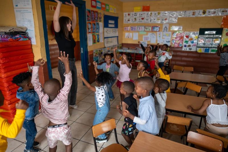 Kids dancing around