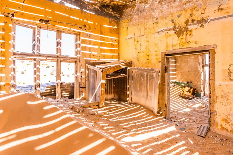 Sand in buried house in Kolmanskop, Namibia