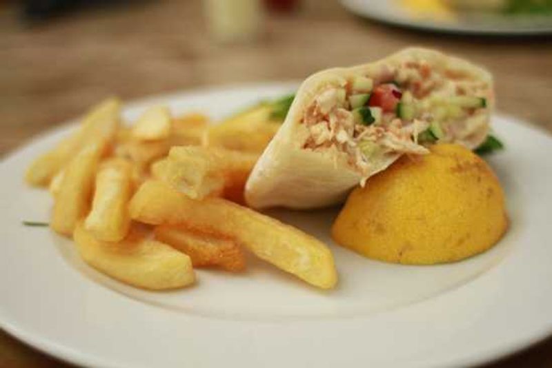 Greek chicken mayo pita and chips