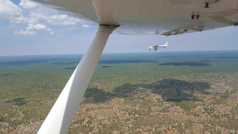 Flying over the Okavango Delta in Botswana