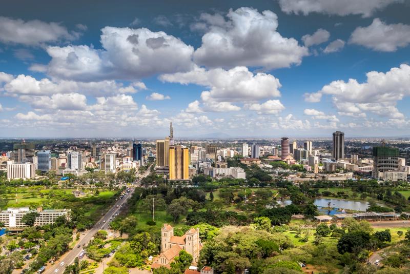 O moderno centro da cidade de Nairobi