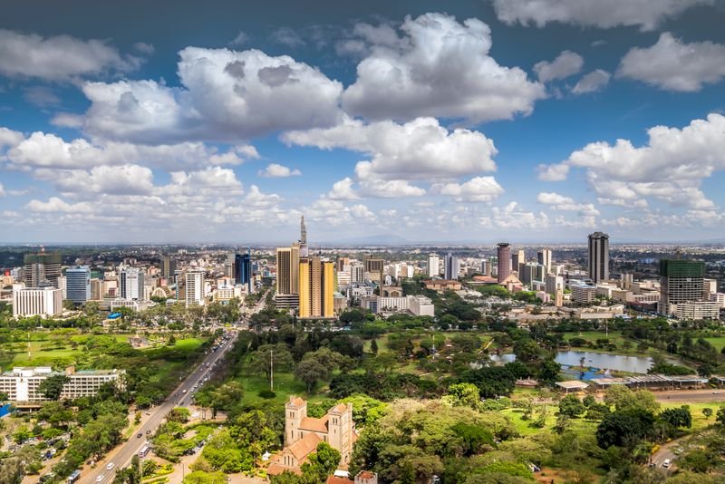 O moderno centro da cidade de Nairobi