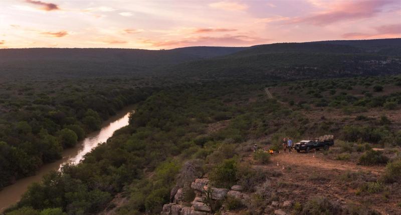 Sunset at the Kwandwe River in the Eastern Cape of South Africa