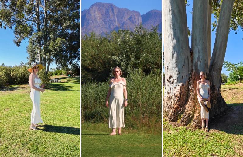 A collage of a woman in Franschhoek, one of the best places to visit in the Cape Winelands