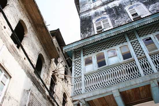Buildings are high and intricately designed in Zanzibar