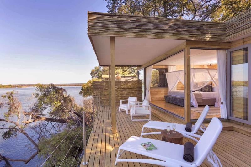 Victoria Falls Island Lodge is a 5-star hideout on the banks of the Zambezi River