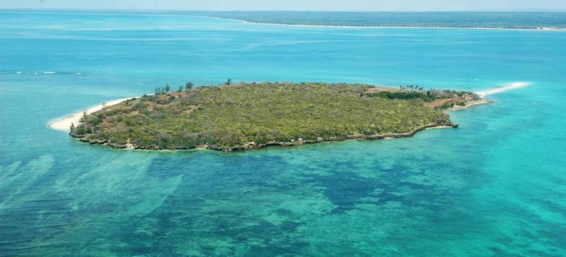 Aerial view of an island in Quirimbas archipelago, northern Mozambique