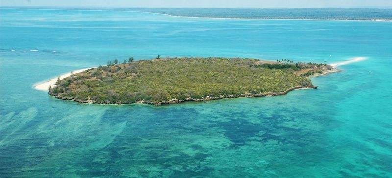 Aerial view of an island in Quirimbas archipelago, northern Mozambique