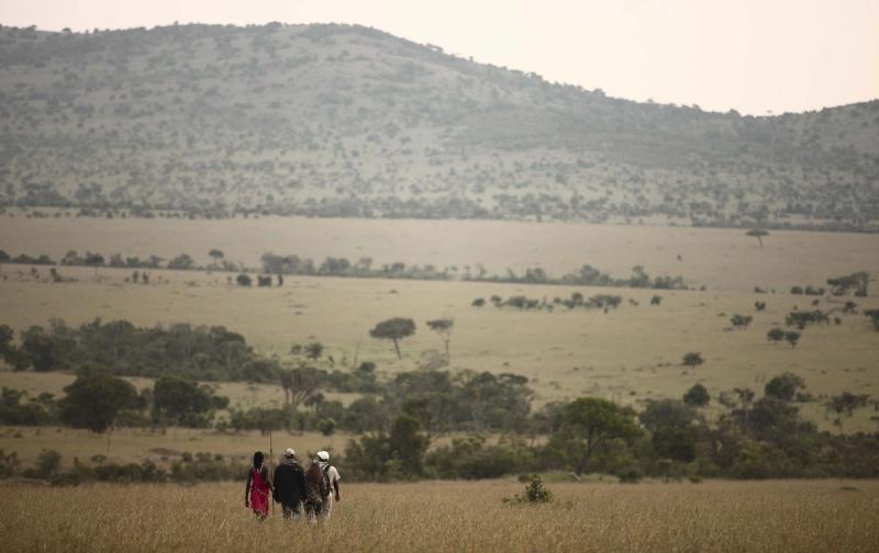 On a walking safari at Klein's Camp, led by a Maasai warrior guide