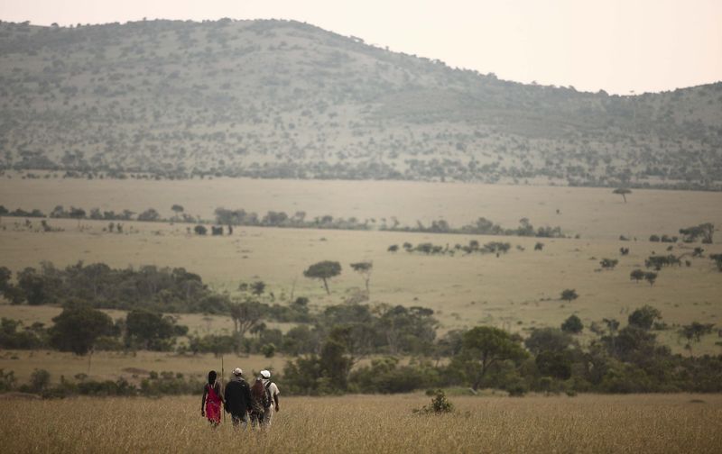 On a walking safari at Klein's Camp, led by a Maasai warrior guide