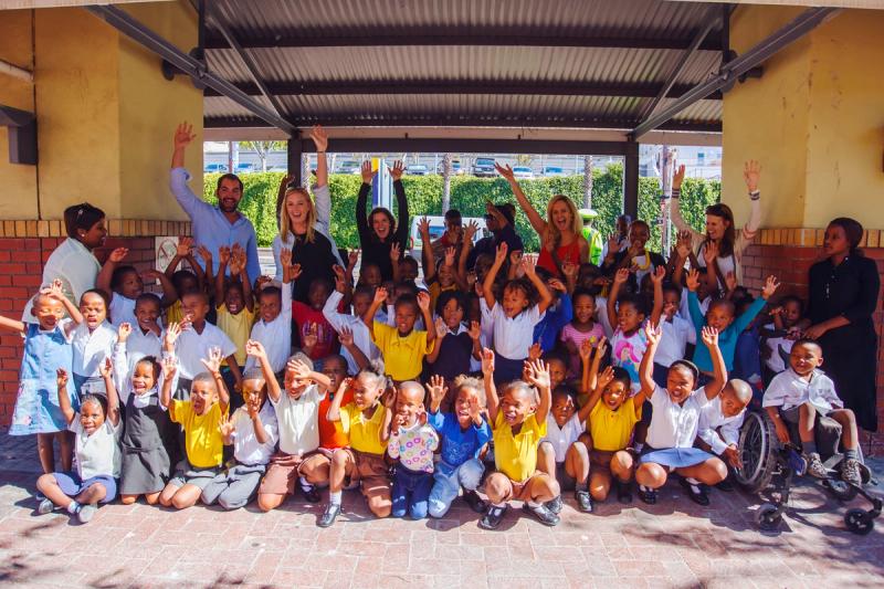 Rhino Africa with Khumbulani kids outside Two Oceans Aquarium 