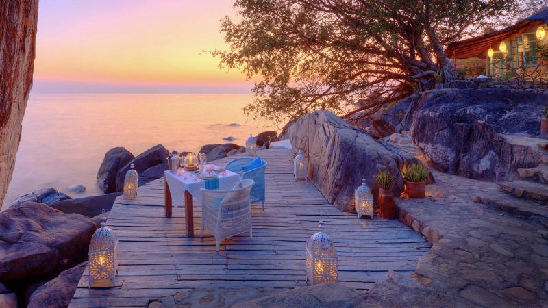 Praia na Ilha no Lago Malawi