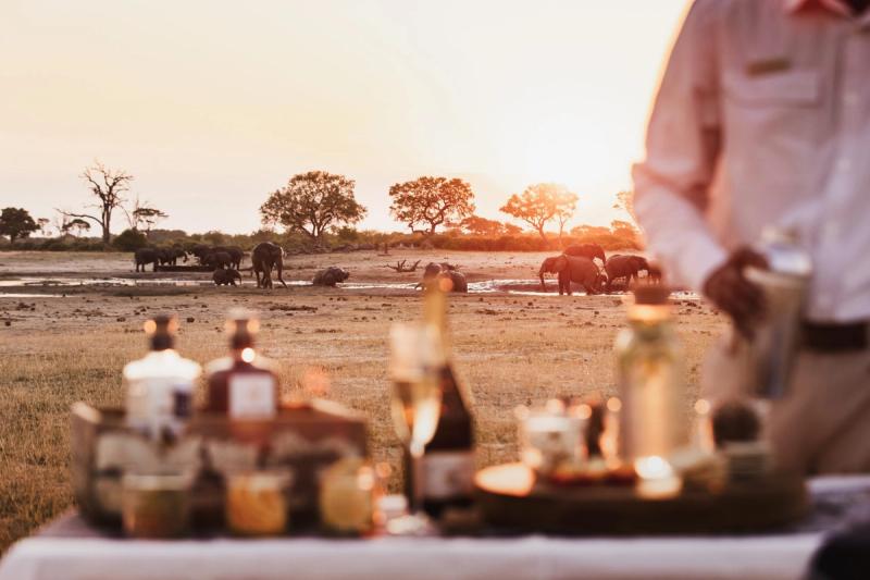 Sundowners on safari in Hwange, Zimbabwe