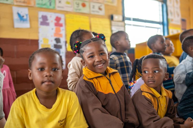 children in a classroom at the Khumbulani Education Centre