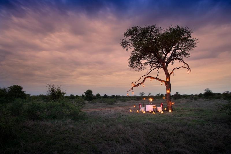 Romantic bush dinner under the stars at Tanda Tula Safari Camp
