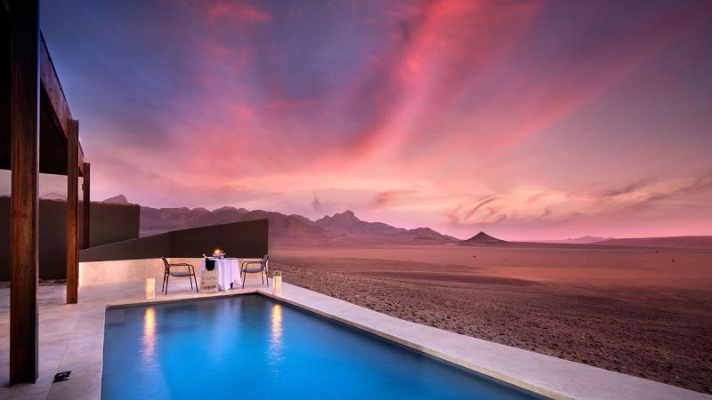 Exterior view of andBeyond Sossusvlei Desert Lodge - one of the best luxury lodges in Namibia