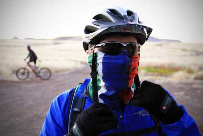 David Ryan all covered up - 2011 Damaraland Challenge4aCause Cycle