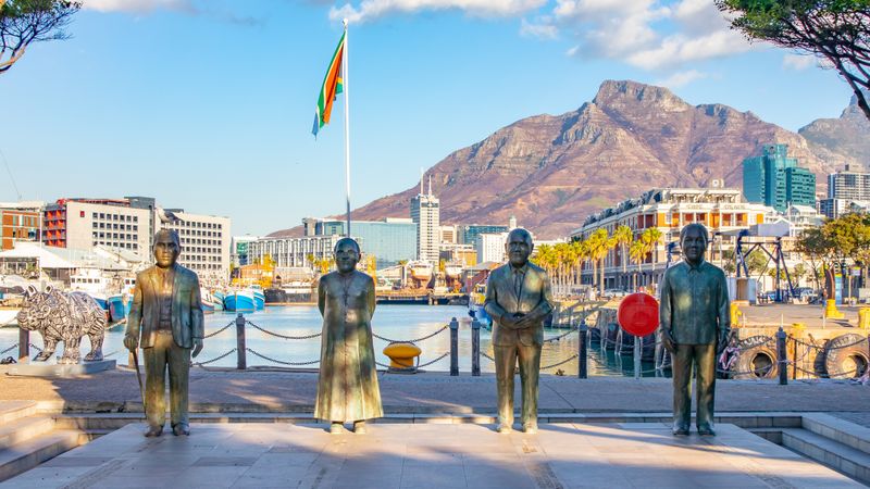Nobel Square at Cape Town's V&A Waterfront pays tribute to Nelson Mandela, FW de Klerk, Desmond Tutu and Alfred Luthuli