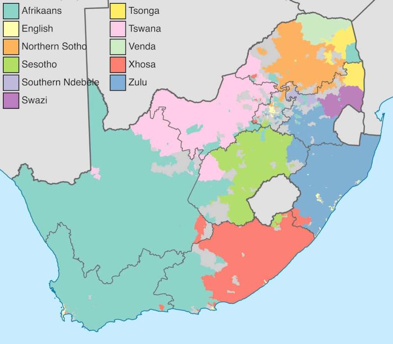 Die elf offiziellen Landessprachen von Südafrika.
