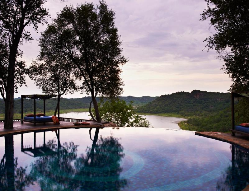 Wiew out from Singita Pamushana's pool across to the lake