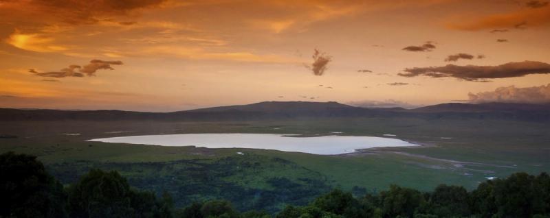 An aerial view of the Ngorongoro Crater in Tanzania