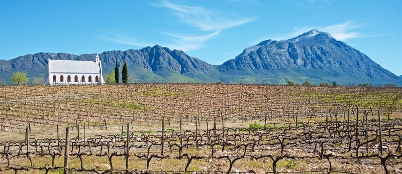 Church in the vineyards of the Cape Winelands.
