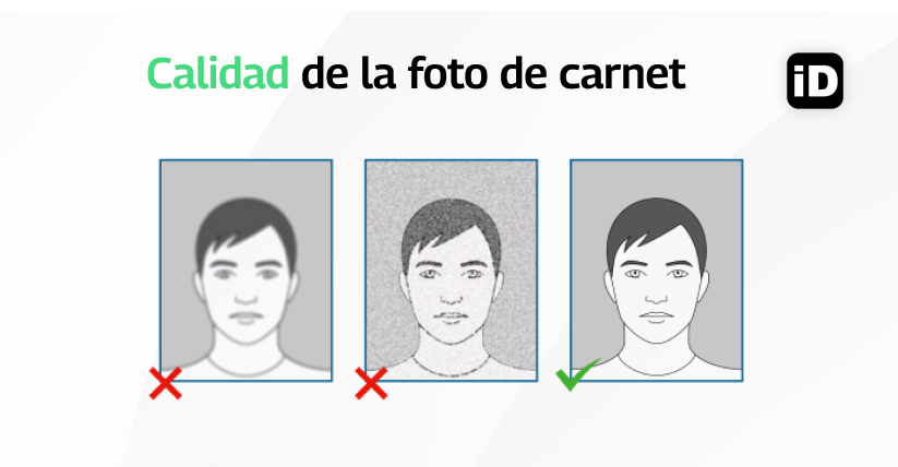De izquierda a derecha: 1. imagen borrosa, 2. muy poco contraste, 3. buena foto de identificación De izquierda a derecha: 1. imagen borrosa, 2. muy poco contraste, 3. buena foto de identificación