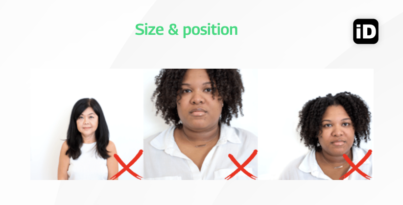 Size position passport photo