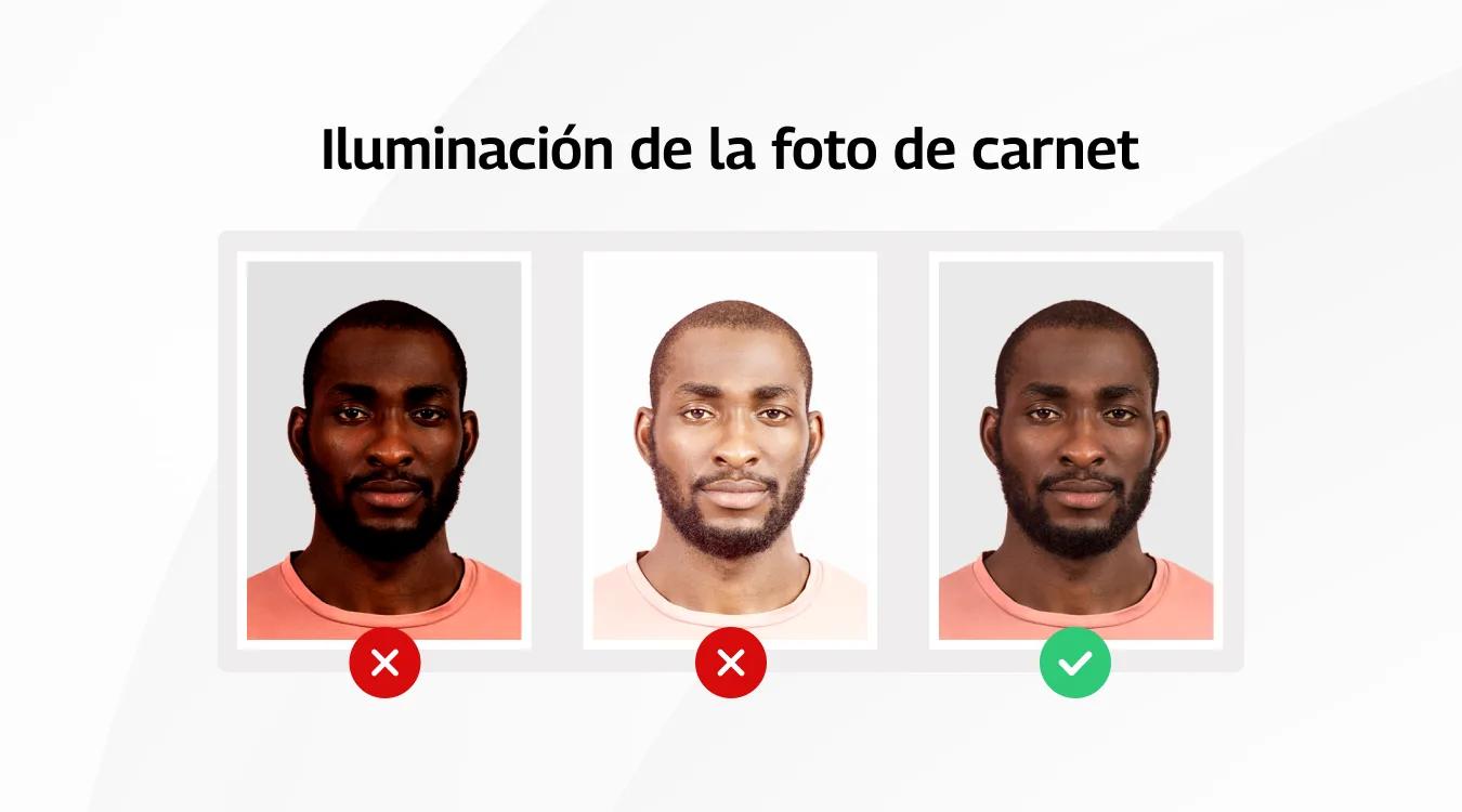 Iluminacion  de la foto de carnet