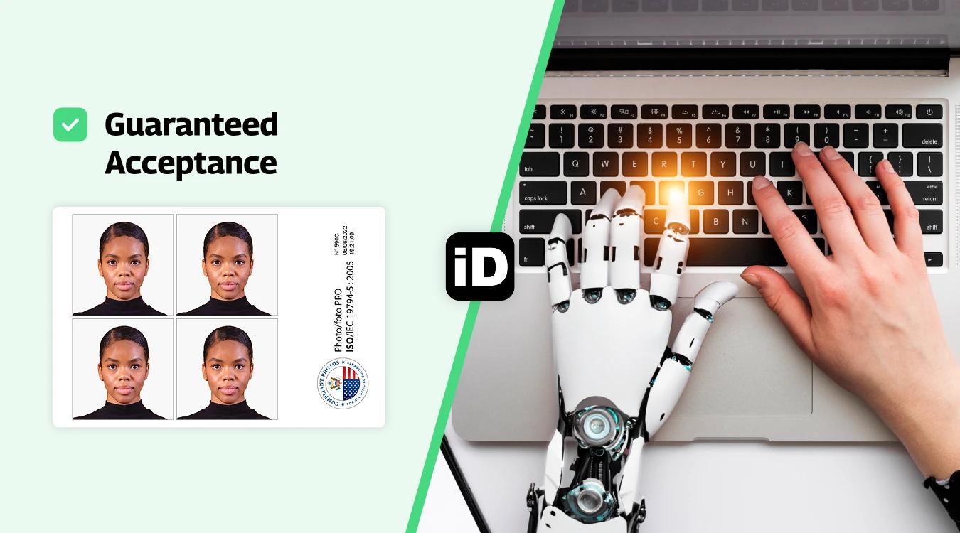 acceptance guaranteed on US passport photos with our app smartphone ID