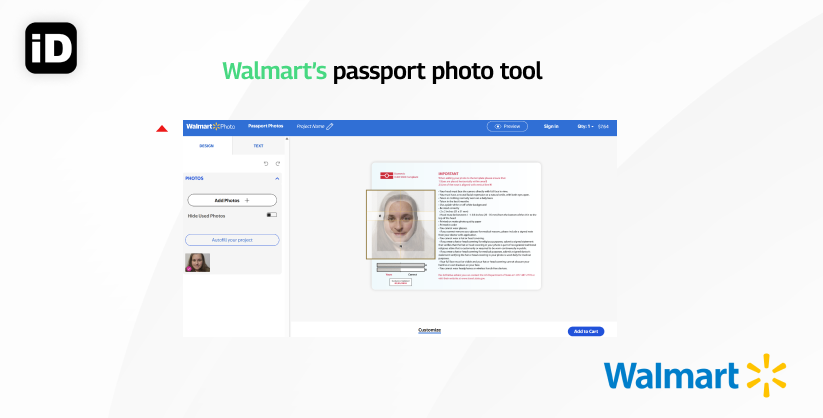 Walmarts passport photo tool
