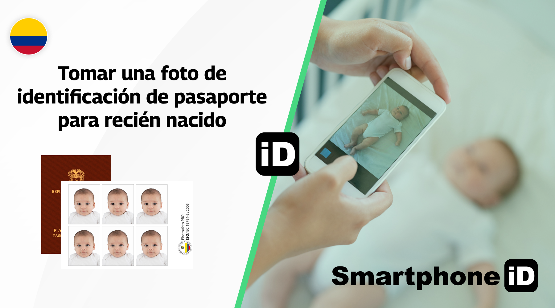 Tomar una foto de identificación de pasaporte para recién nacido