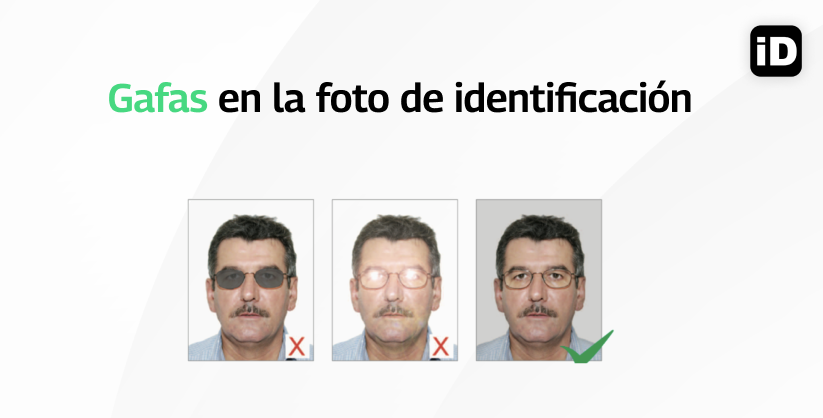 De izquierda a derecha: 1. Lentes tintadas, 2. Las lentes reflejan la luz, 3. Buena fotografía de identificación De izquierda a derecha: 1. Lentes tintadas, 2. Las lentes reflejan la luz, 3. Buena fotografía de identificación
