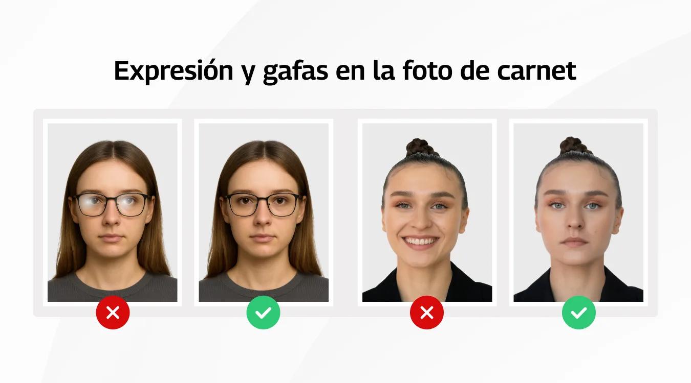 Expresión gafas en la foto de carnet