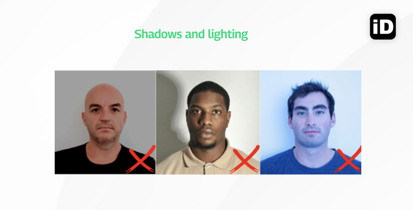 Shadows and lighting passport photo