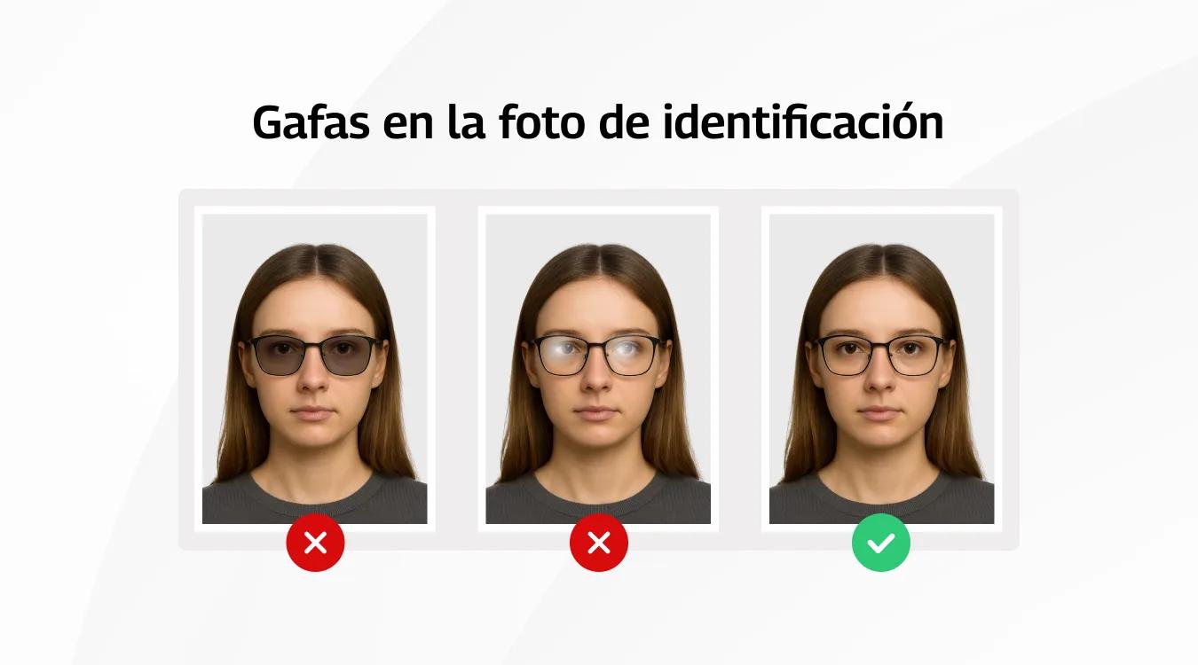 Gafas en la foto de identificacion