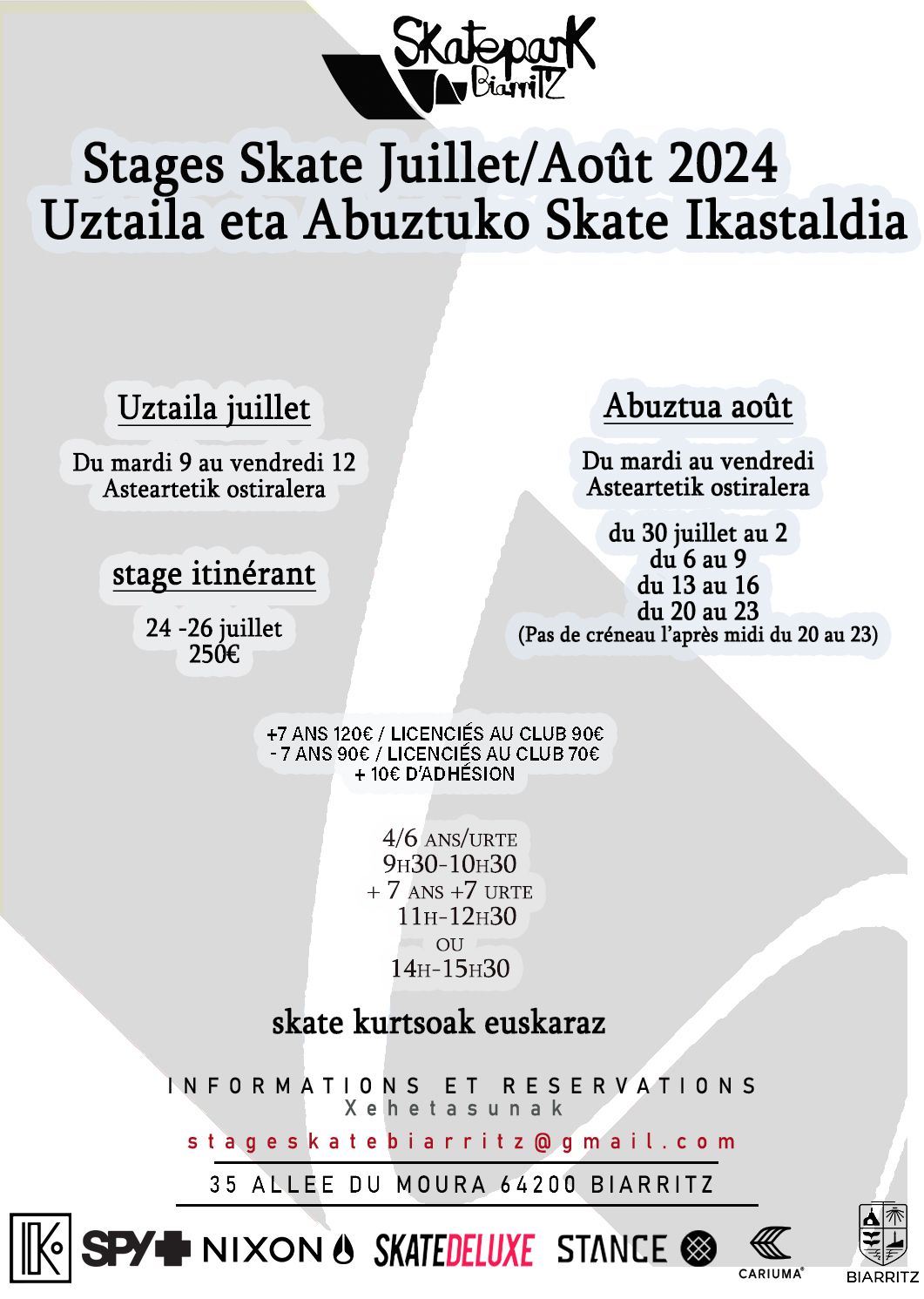 Stages de skate été 2024