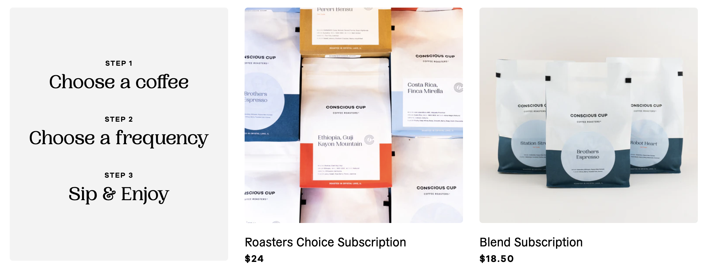 Conscious Cup subscription page