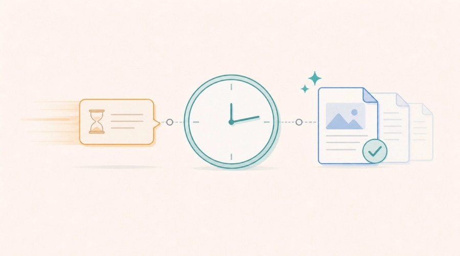 A clock guides a time-sensitive query toward a fresh source document.