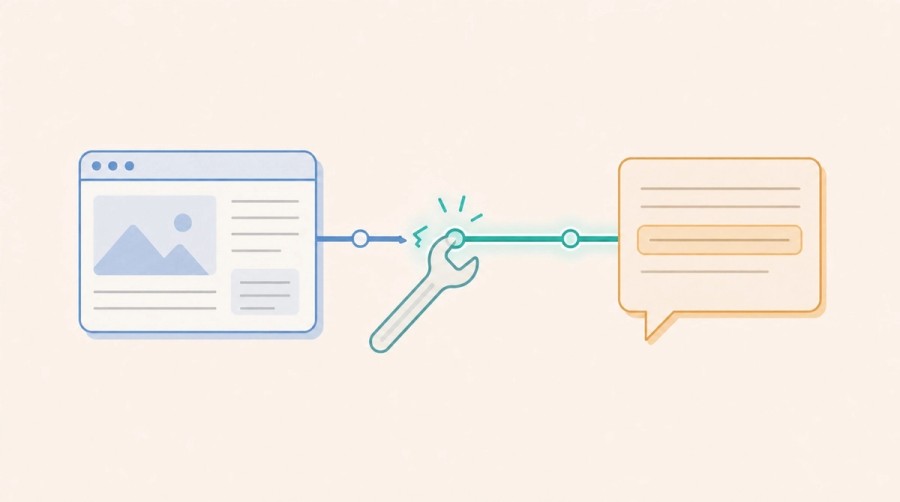 A wrench repairs the connection between a webpage and a cited answer.