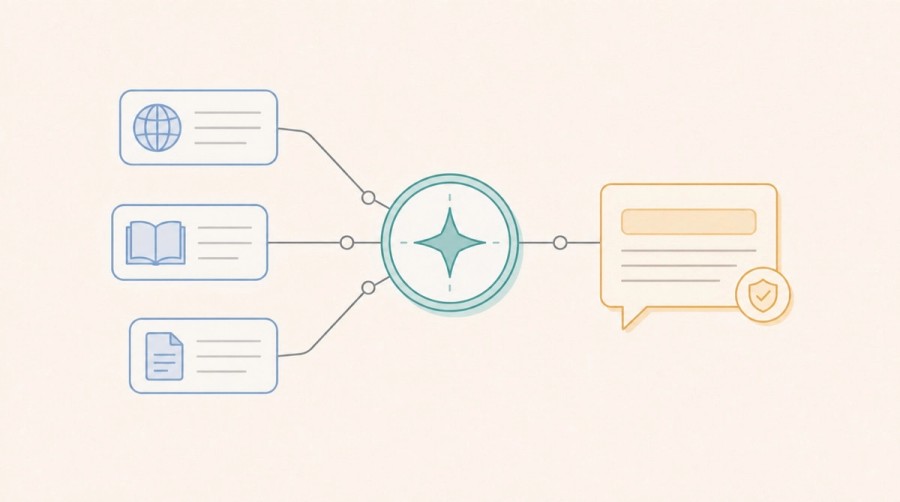 Trusted external sources corroborate a central entity and support a cited answer.
