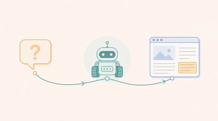 A user question triggers a crawler to fetch one webpage immediately.