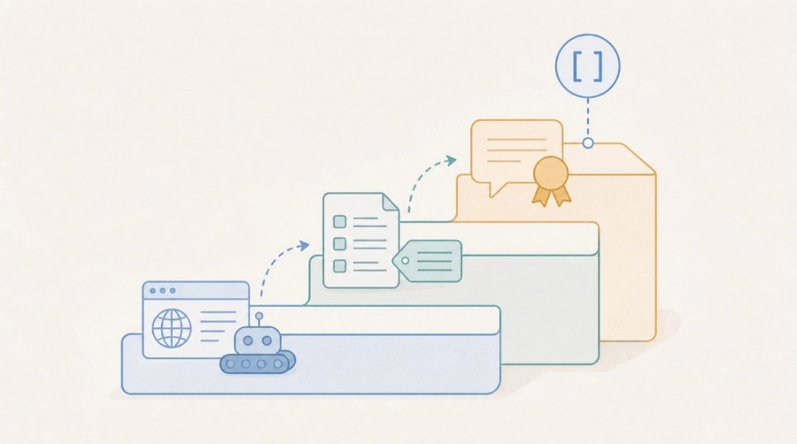 Crawler access, structured understanding, and quotable content form an ascending path.